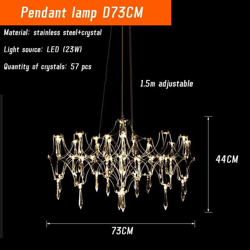 Modern Crystal LED Chandelier Gold Firefly Lustre for Luxury Interiors