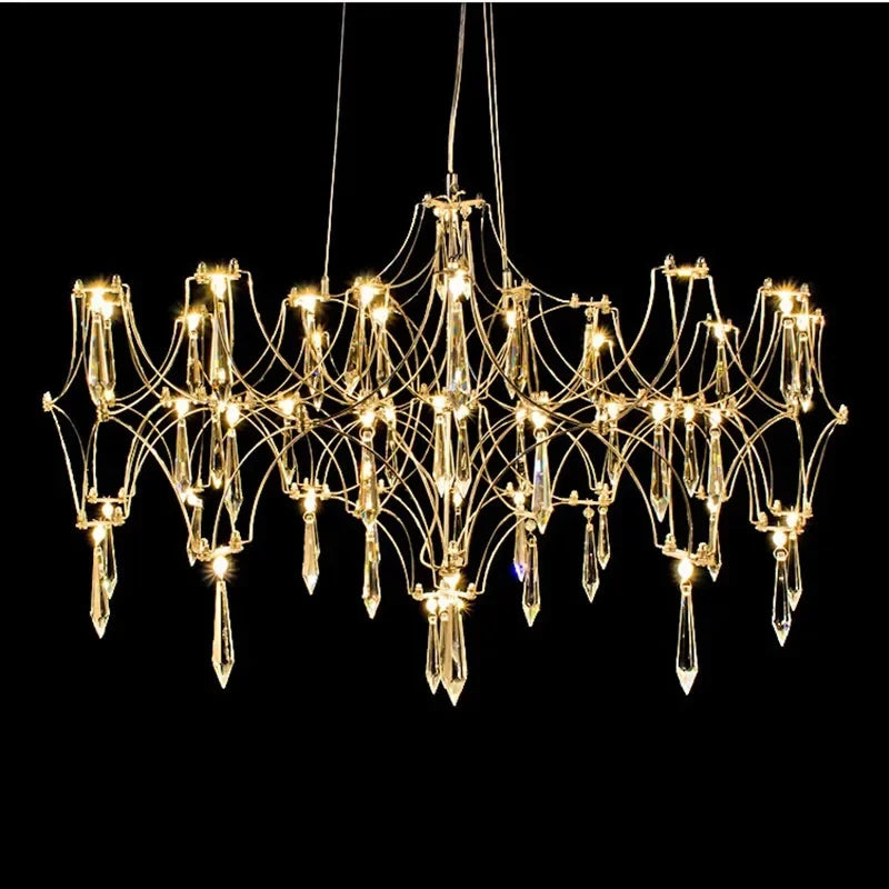 Modern Crystal LED Chandelier Gold Firefly Lustre for Luxury Interiors