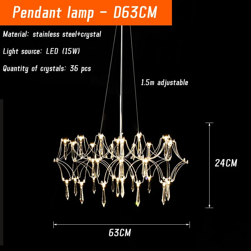 Modern Crystal LED Chandelier Gold Firefly Lustre for Luxury Interiors