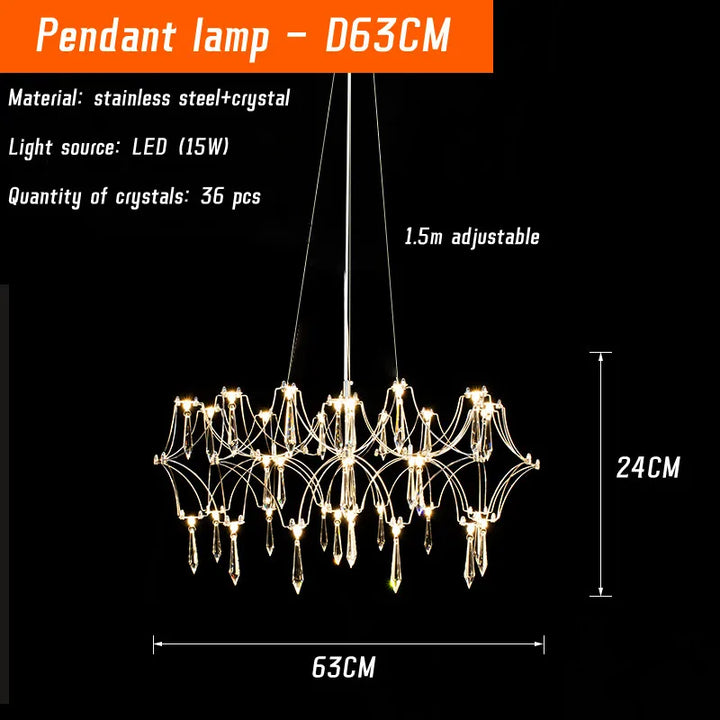 Modern Crystal LED Chandelier Gold Firefly Lustre for Luxury Interiors