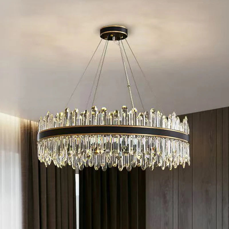 Modern Crystal Stair Chandelier LED Ceiling Hanging Light for Luxury Interiors