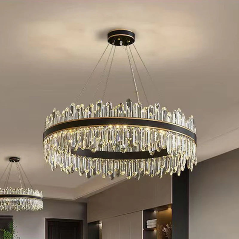 Modern Crystal Stair Chandelier LED Ceiling Hanging Light for Luxury Interiors
