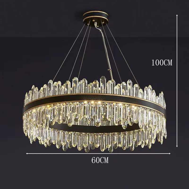 Modern Crystal Stair Chandelier LED Ceiling Hanging Light for Luxury Interiors