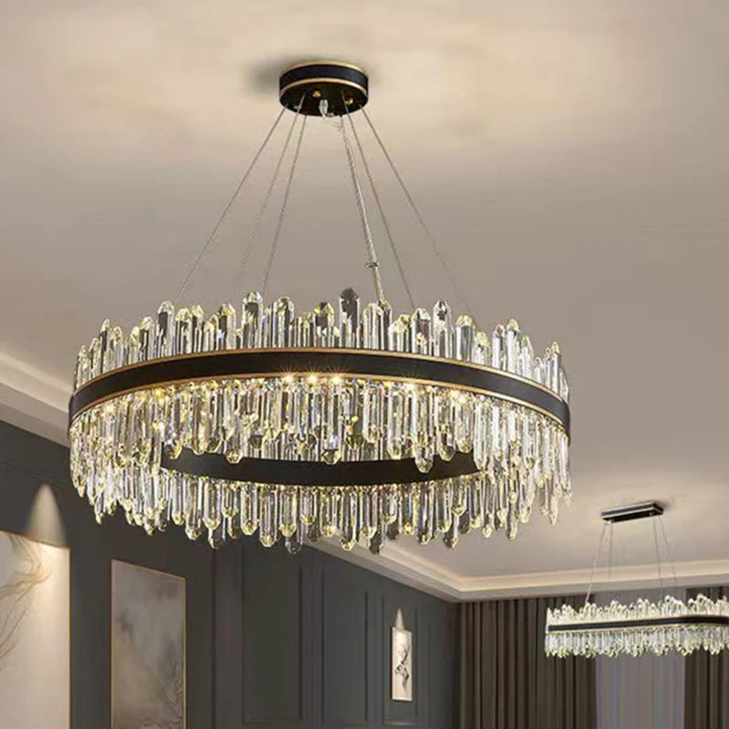Modern Crystal Stair Chandelier LED Ceiling Hanging Light for Luxury Interiors