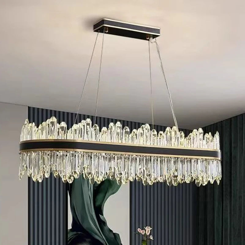Modern Crystal Stair Chandelier LED Ceiling Hanging Light for Luxury Interiors