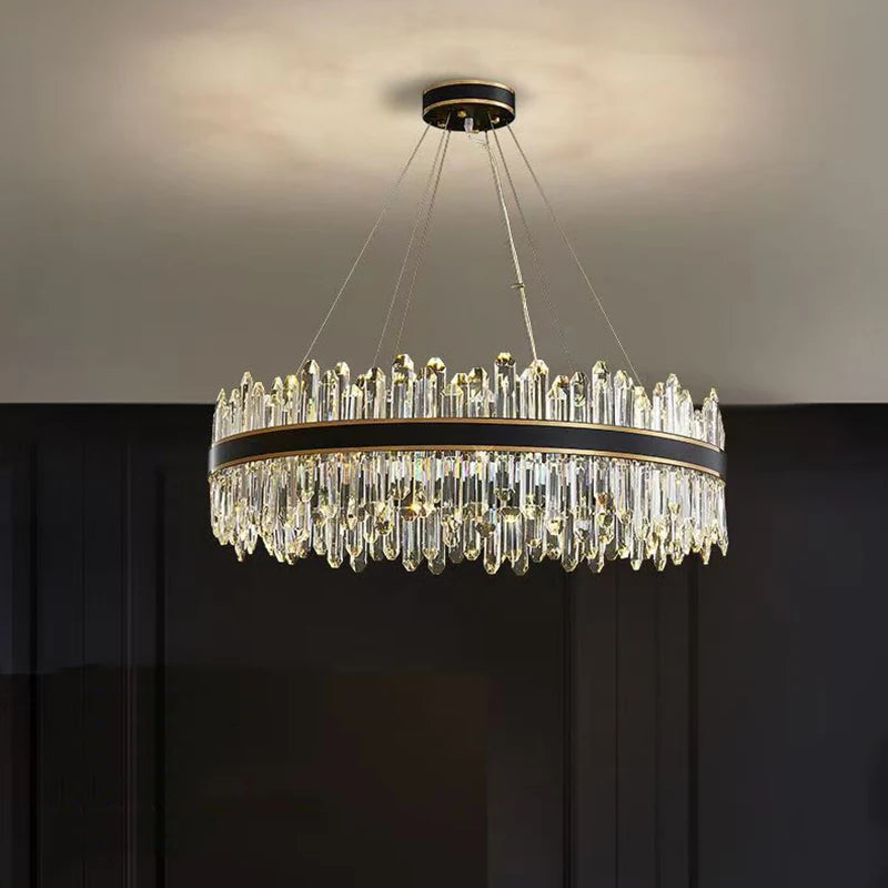 Modern Crystal Stair Chandelier LED Ceiling Hanging Light for Luxury Interiors