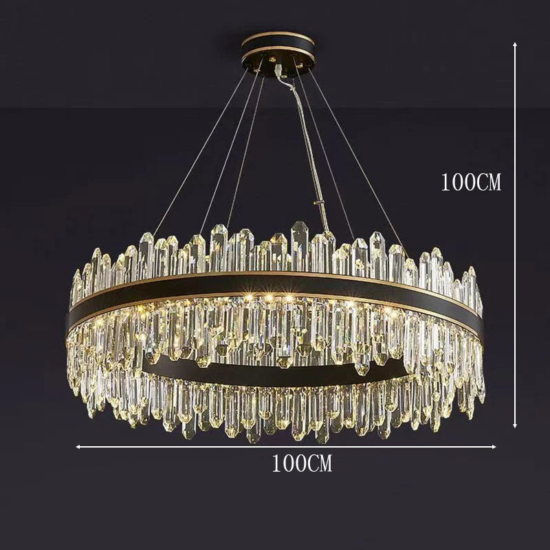 Modern Crystal Stair Chandelier LED Ceiling Hanging Light for Luxury Interiors