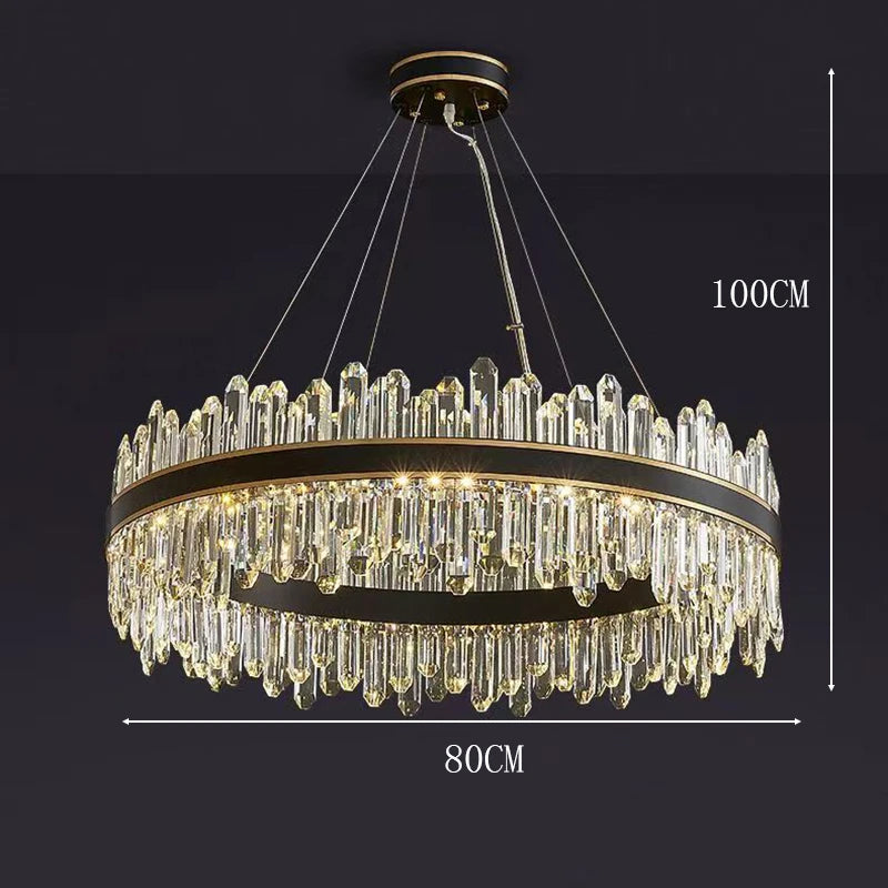 Modern Crystal Stair Chandelier LED Ceiling Hanging Light for Luxury Interiors