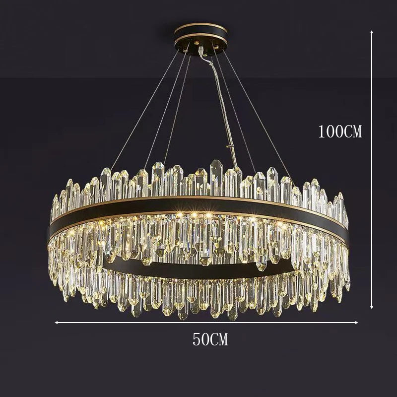 Modern Crystal Stair Chandelier LED Ceiling Hanging Light for Luxury Interiors