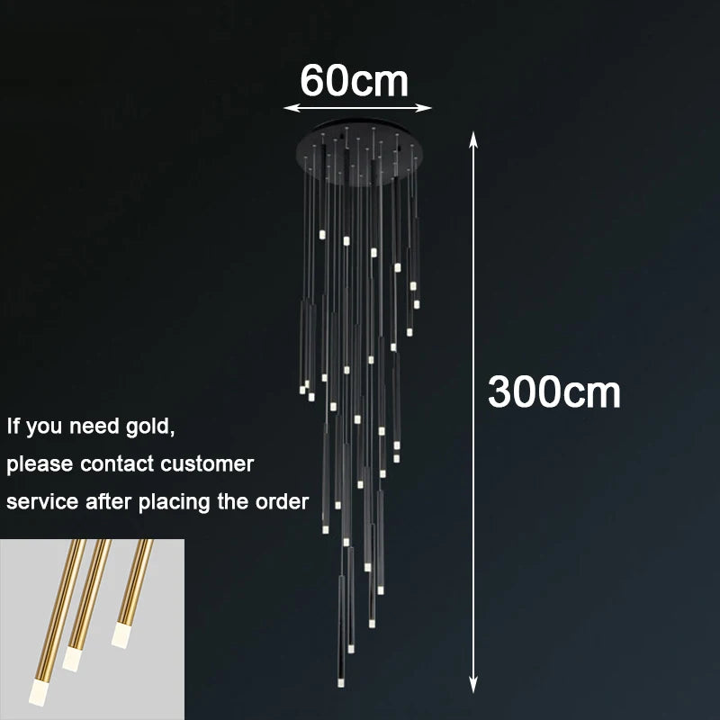 Modern Crystal Staircase Chandelier – Luxury LED Pendant Ceiling Light for High Ceilings, Living Room