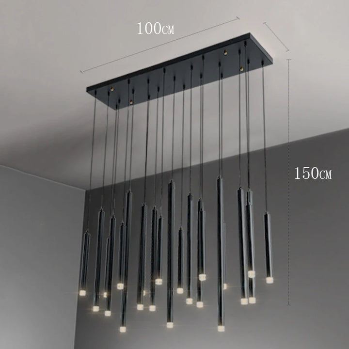 Modern Crystal Staircase Chandelier – Luxury LED Pendant Ceiling Light for High Ceilings, Living Room