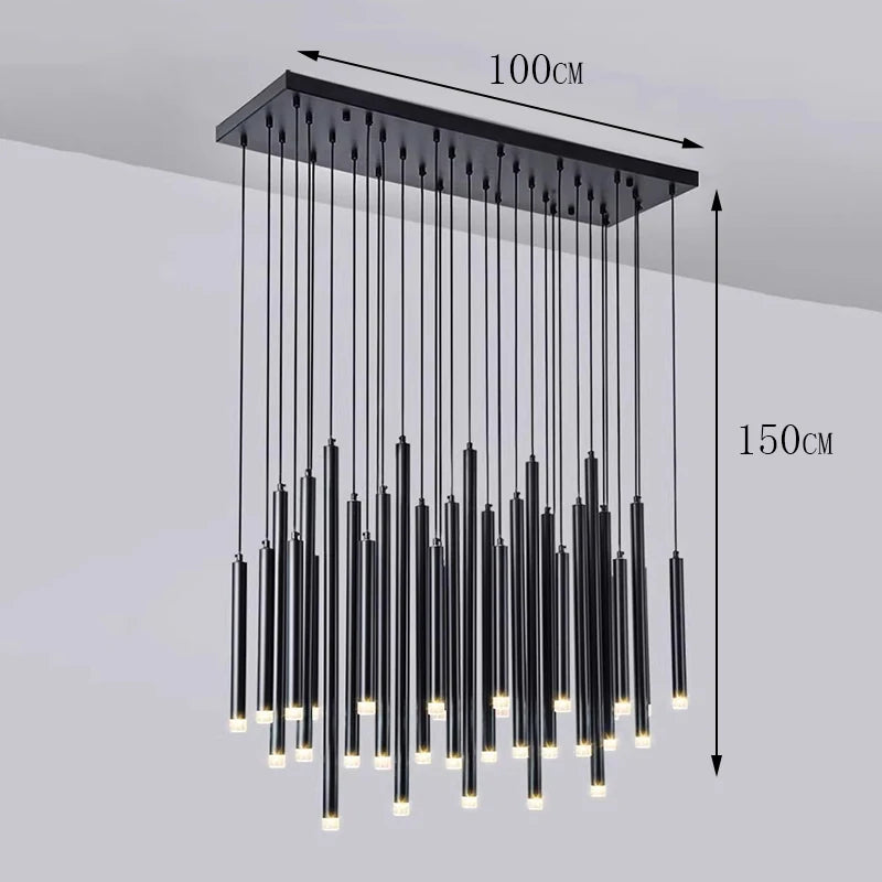Modern Crystal Staircase Chandelier – Luxury LED Pendant Ceiling Light for High Ceilings, Living Room