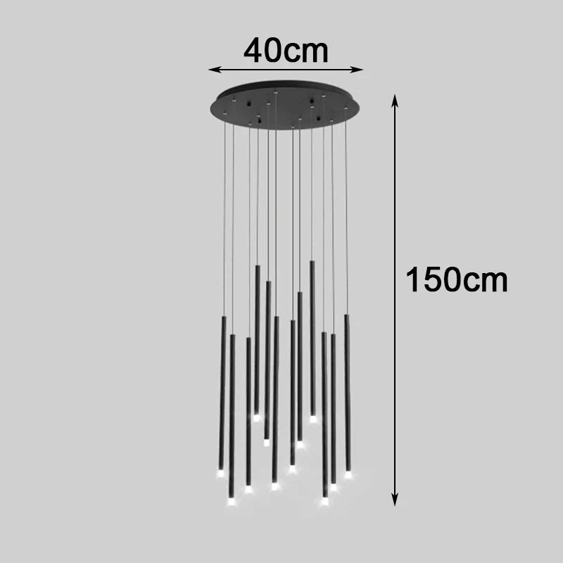 Modern Crystal Staircase Chandelier – Luxury LED Pendant Ceiling Light for High Ceilings, Living Room