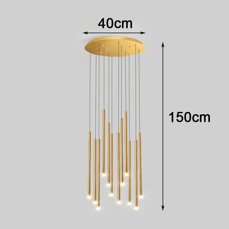 Modern Crystal Staircase Chandelier – Luxury LED Pendant Ceiling Light for High Ceilings, Living Room