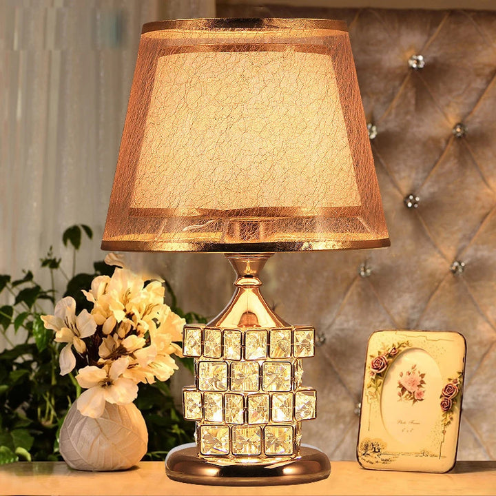 Modern Luxury Crystal Table Lamp – European Gold Bedroom Lighting