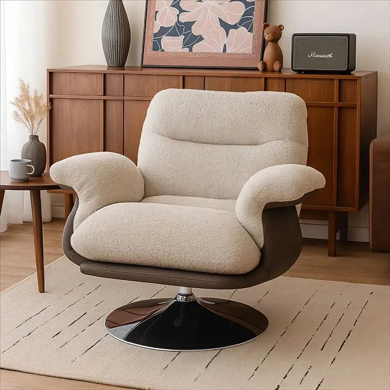 Modern Luxury Swivel Lounge Chair | Metal Frame Accent Armchair for Hotels, Apartments &amp; Living Rooms