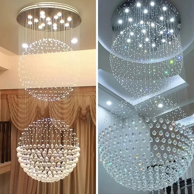 Modern Double Sphere Crystal Chandelier – Luxury Pendant Ceiling Light