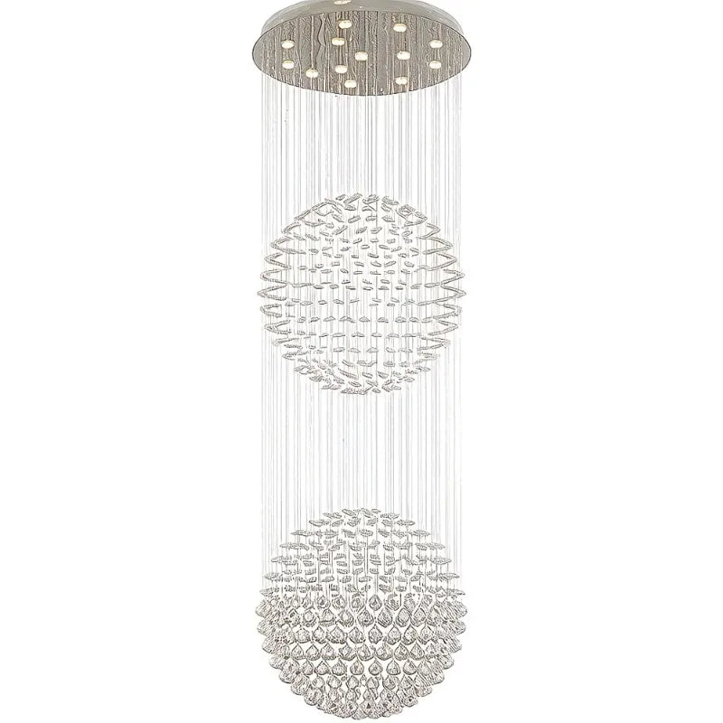 Modern Double Sphere Crystal Chandelier – Luxury Pendant Ceiling Light