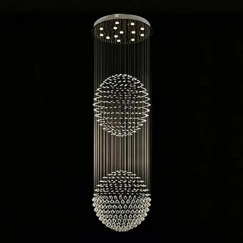 Modern Double Sphere Crystal Chandelier – Luxury Pendant Ceiling Light