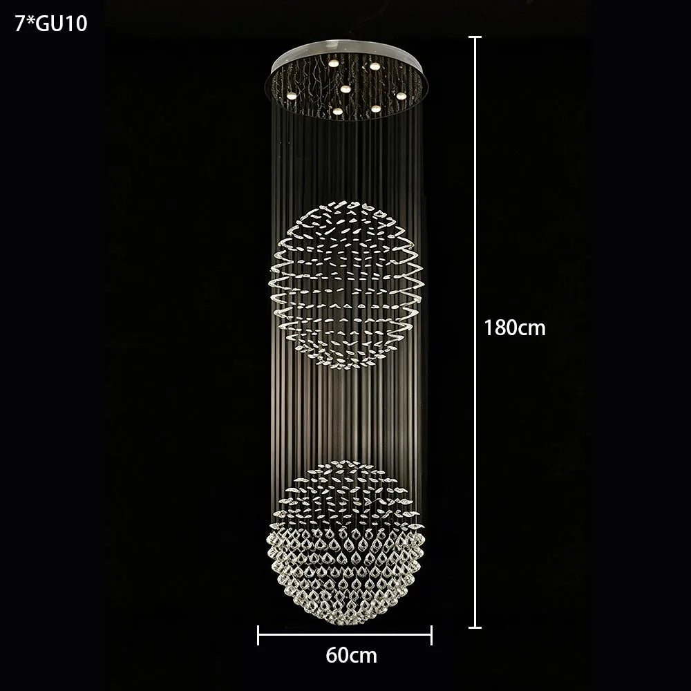 Modern Double Sphere Crystal Chandelier – Luxury Pendant Ceiling Light