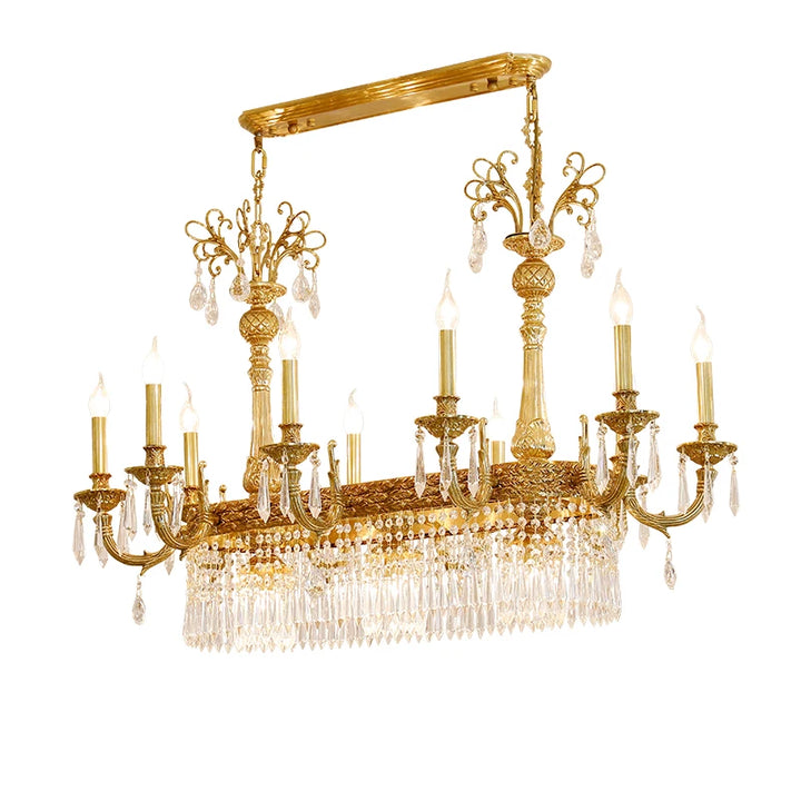 Modern European Luxury Copper Crystal Chandelier – Bronze E14 Pendant Lighting