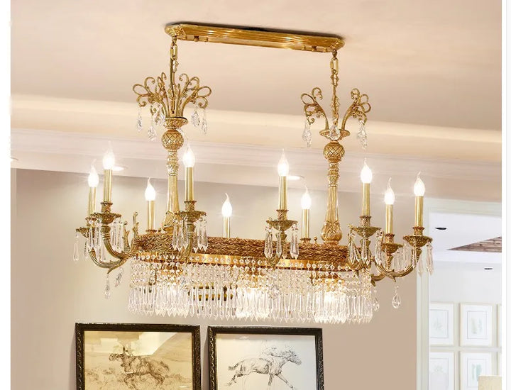 Modern European Luxury Copper Crystal Chandelier – Bronze E14 Pendant Lighting