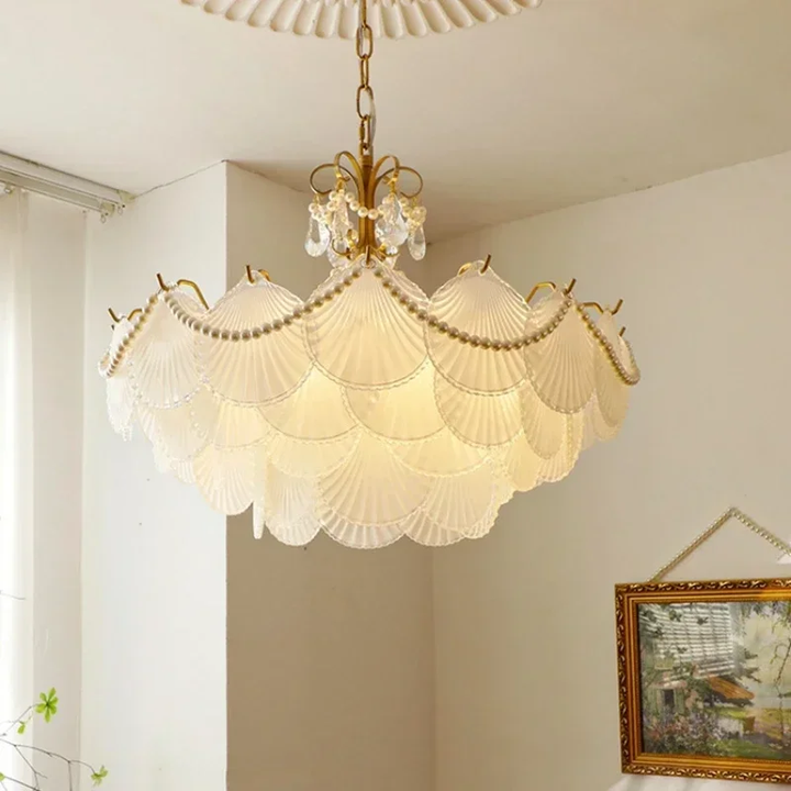 Modern French Shell Glass Pendant Chandelier – LED Home Lighting