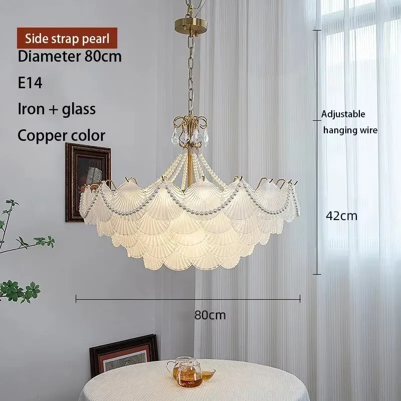 Modern French Shell Glass Pendant Chandelier – LED Home Lighting