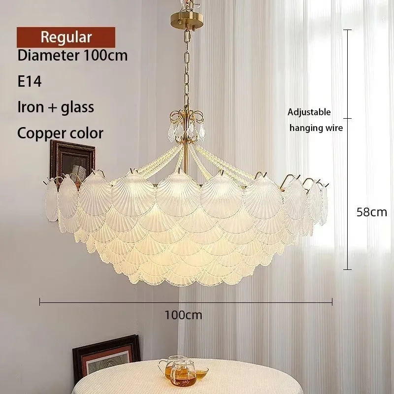 Modern French Shell Glass Pendant Chandelier – LED Home Lighting