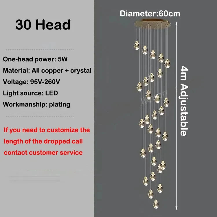 Modern Large Aluminum Chain Tassel Chandelier