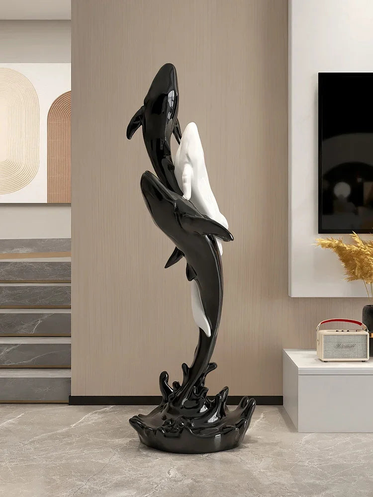 Modern Whale Sculpture – Nordic Animal Figurine Home Decor