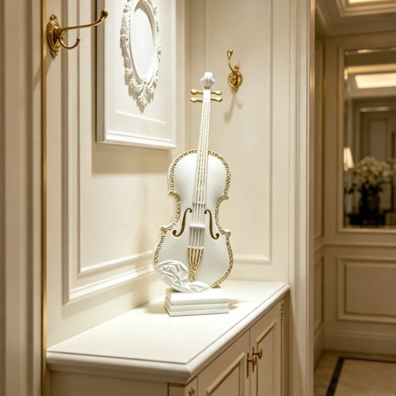 Modern Resin Violin Statue – Luxury Musical Sculpture & Home Decor