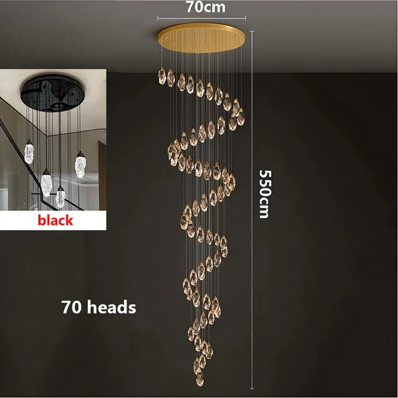 Modern Crystal LED Chandelier – Luxury Staircase & Living Room Pendant Light
