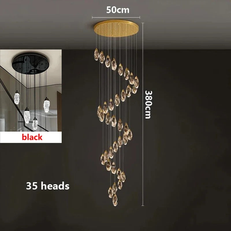 Modern Crystal LED Chandelier – Luxury Staircase & Living Room Pendant Light