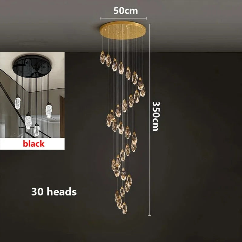 Modern Crystal LED Chandelier – Luxury Staircase & Living Room Pendant Light