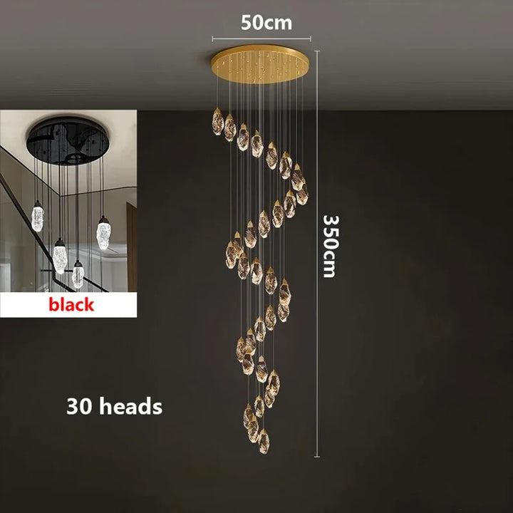 Modern Crystal LED Chandelier – Luxury Staircase & Living Room Pendant Light