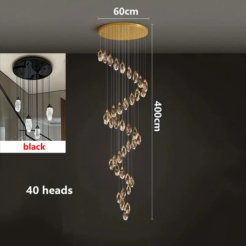 Modern Crystal LED Chandelier – Luxury Staircase & Living Room Pendant Light