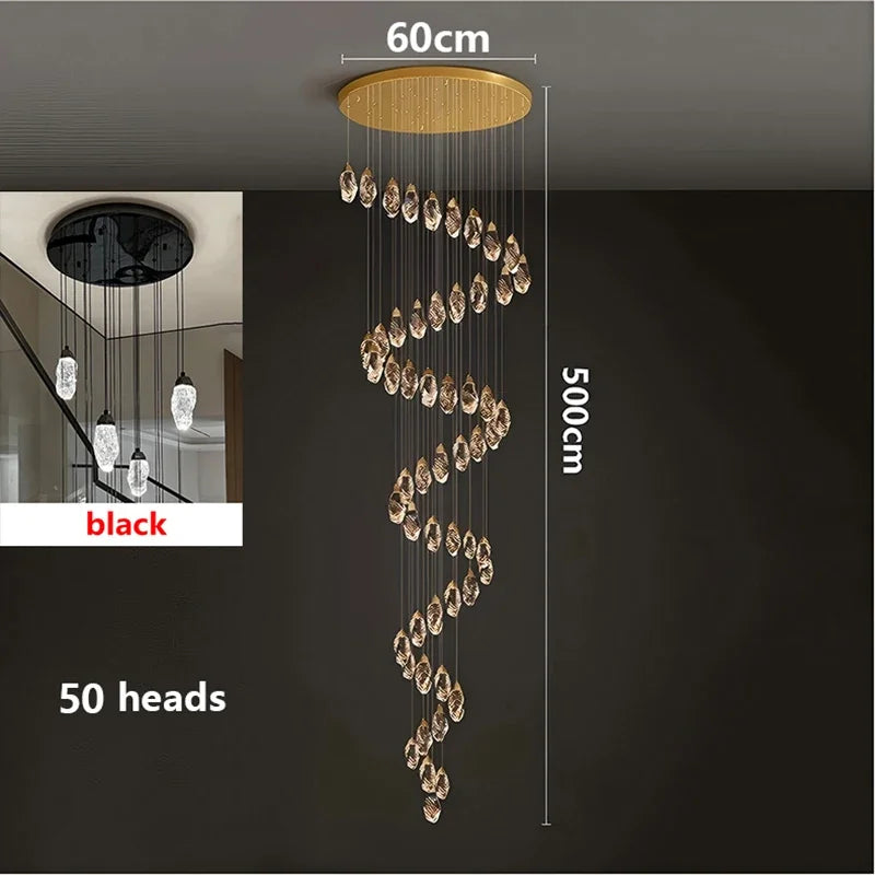 Modern Crystal LED Chandelier – Luxury Staircase & Living Room Pendant Light