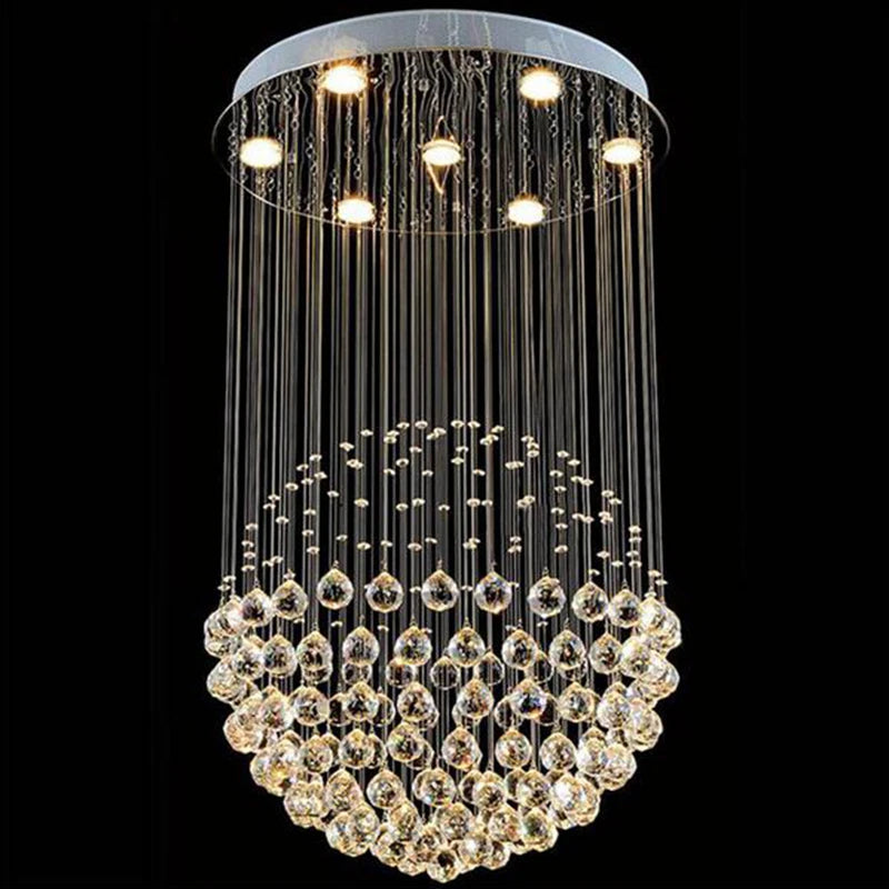 Modern Crystal LED Chandelier – Large Round Luxury Pendant Light for Living Room & Hotel