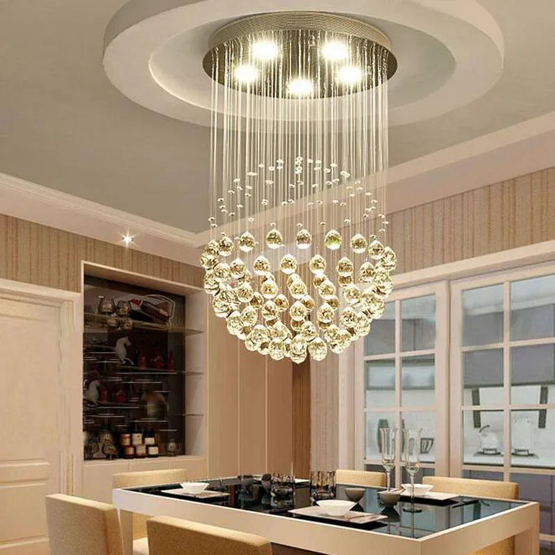 Modern Crystal LED Chandelier – Large Round Luxury Pendant Light for Living Room & Hotel