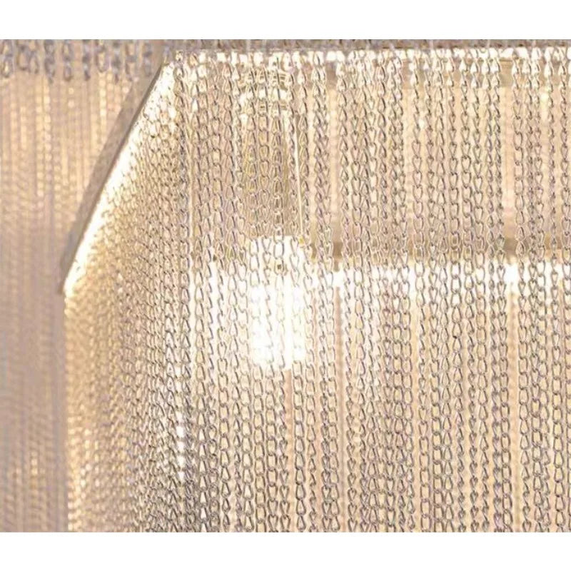 Modern Large Aluminum Chain Tassel Chandelier – Designer Pendant Lamp for Living Room, Hotel & Artistic Décor