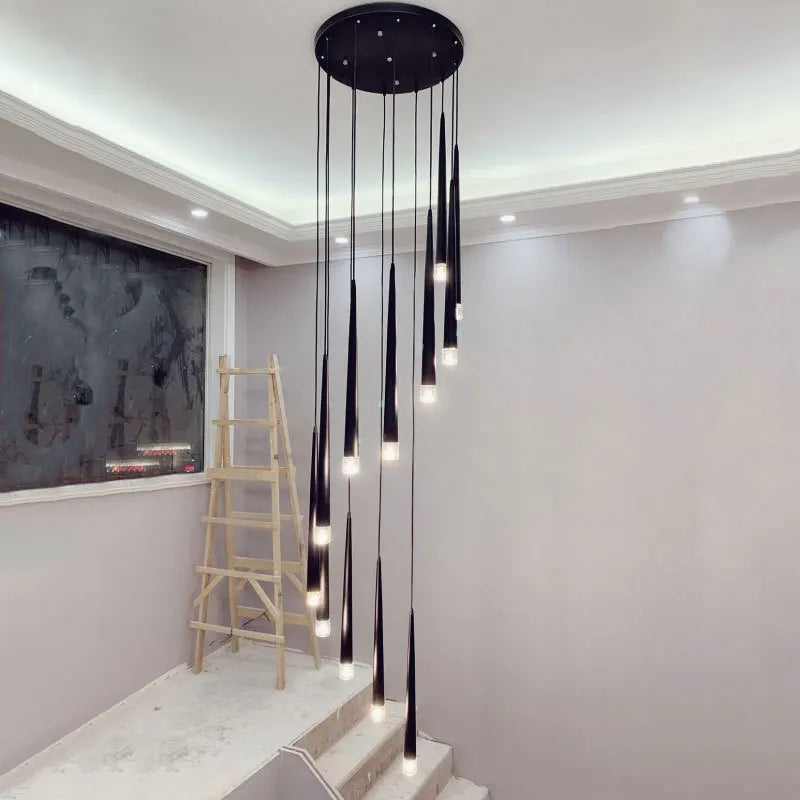 Modern LED Black Staircase Ceiling Chandelier