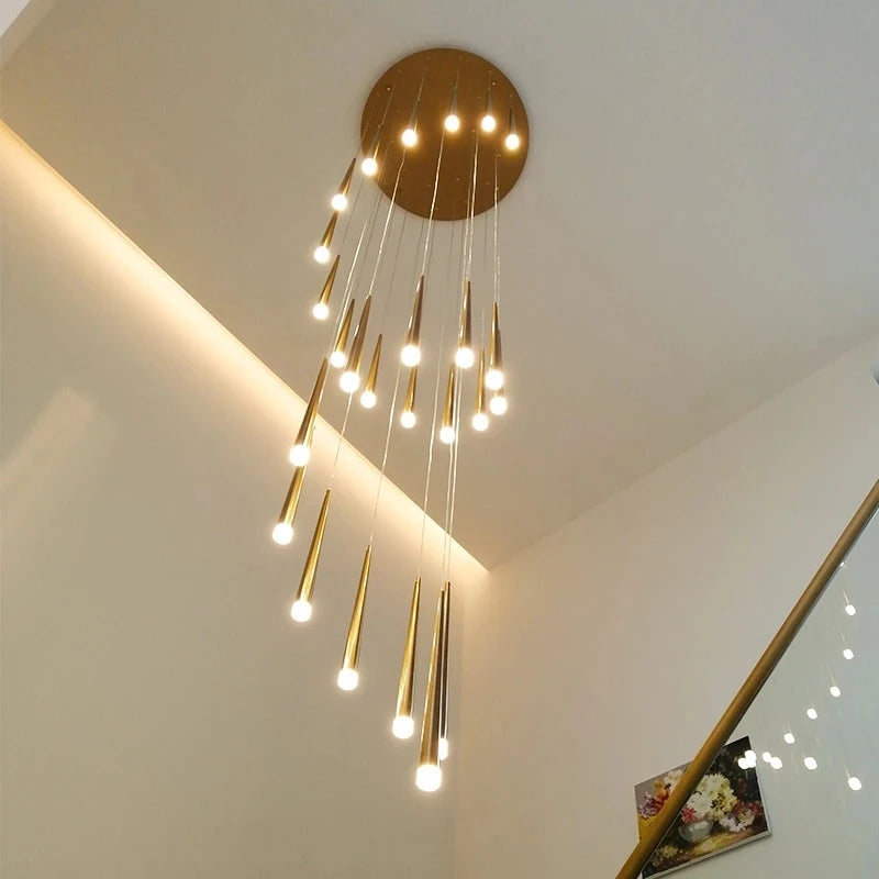 Modern LED Black Staircase Ceiling Chandelier