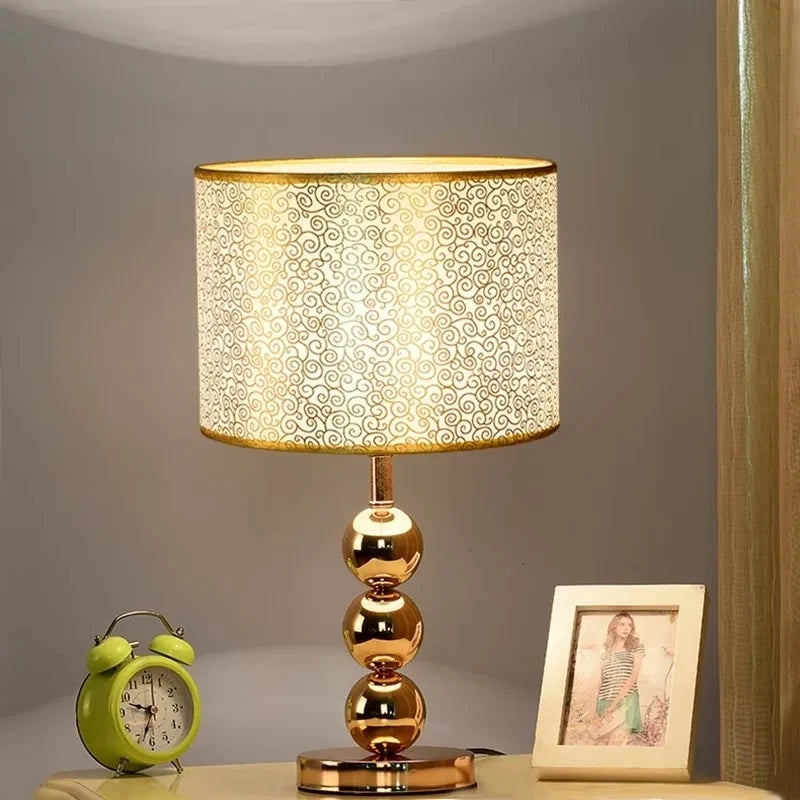 Modern Luxury Silver Gold Table Lamp – Contemporary Bedroom and Living Room Lighting