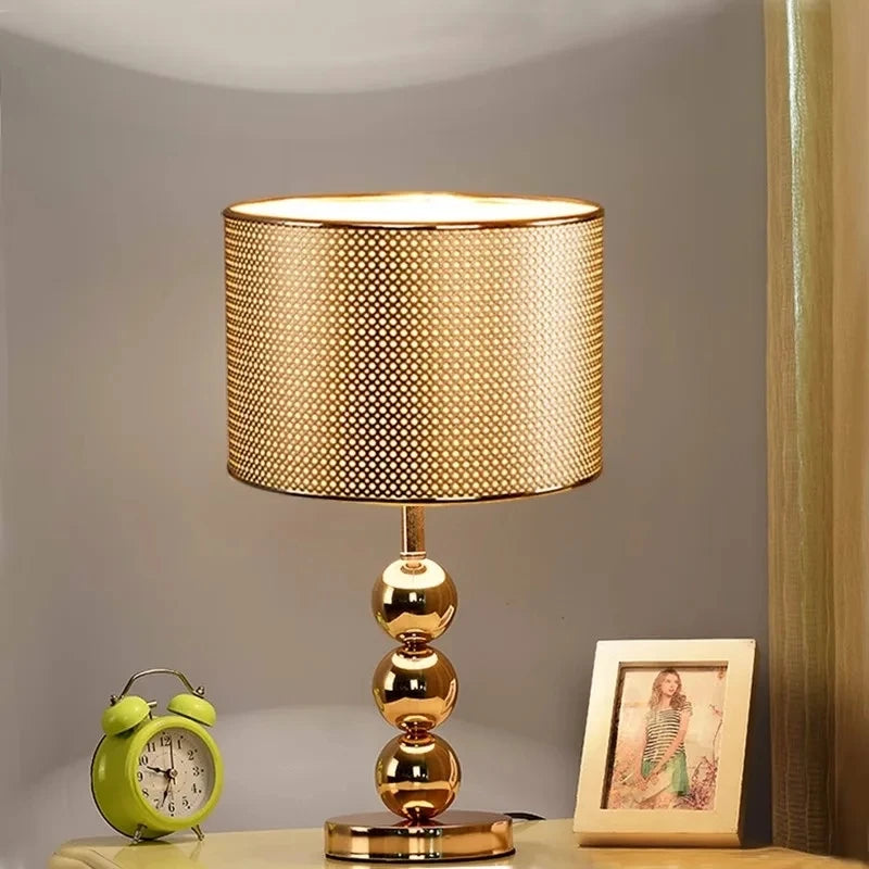 Modern Luxury Silver Gold Table Lamp – Contemporary Bedroom and Living Room Lighting