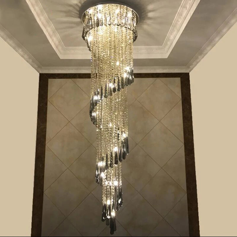 Modern Smoky Gray Crystal Chandelier