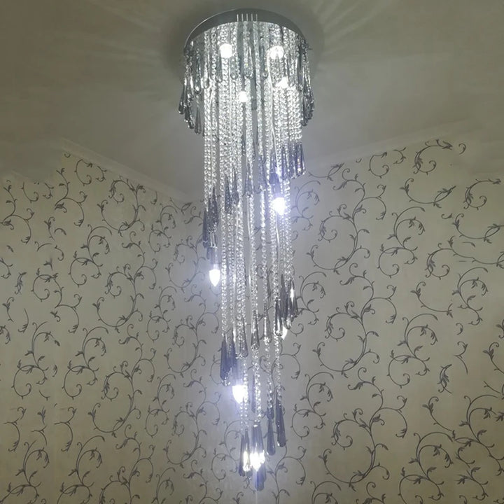 Modern Smoky Gray Crystal Chandelier