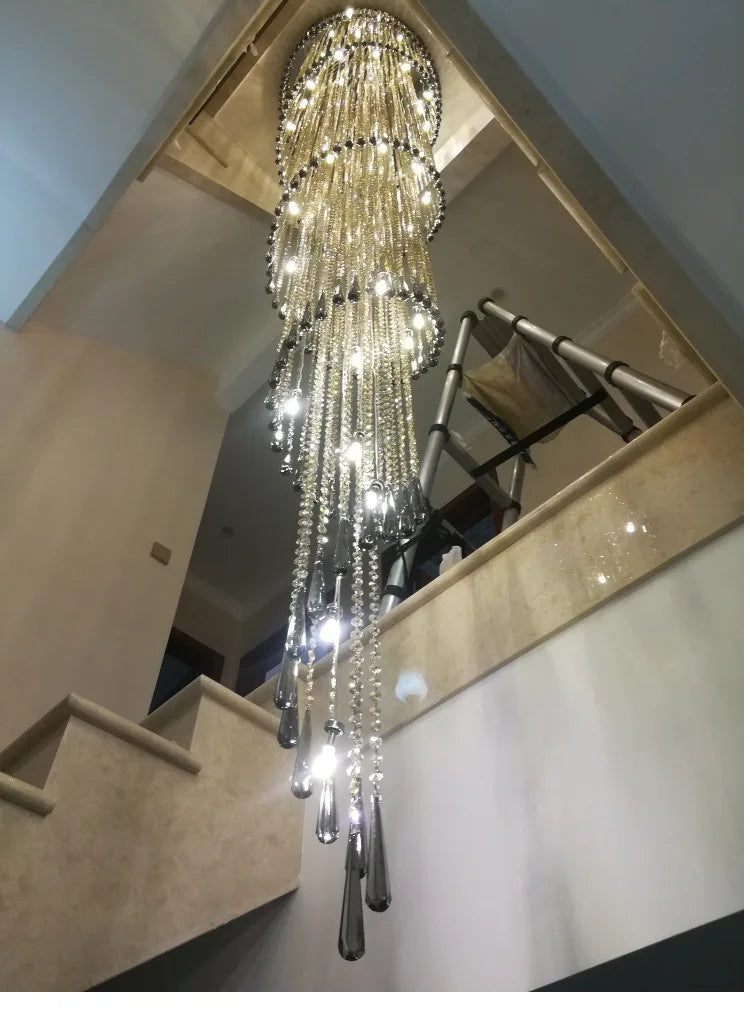 Modern Smoky Gray Crystal Chandelier
