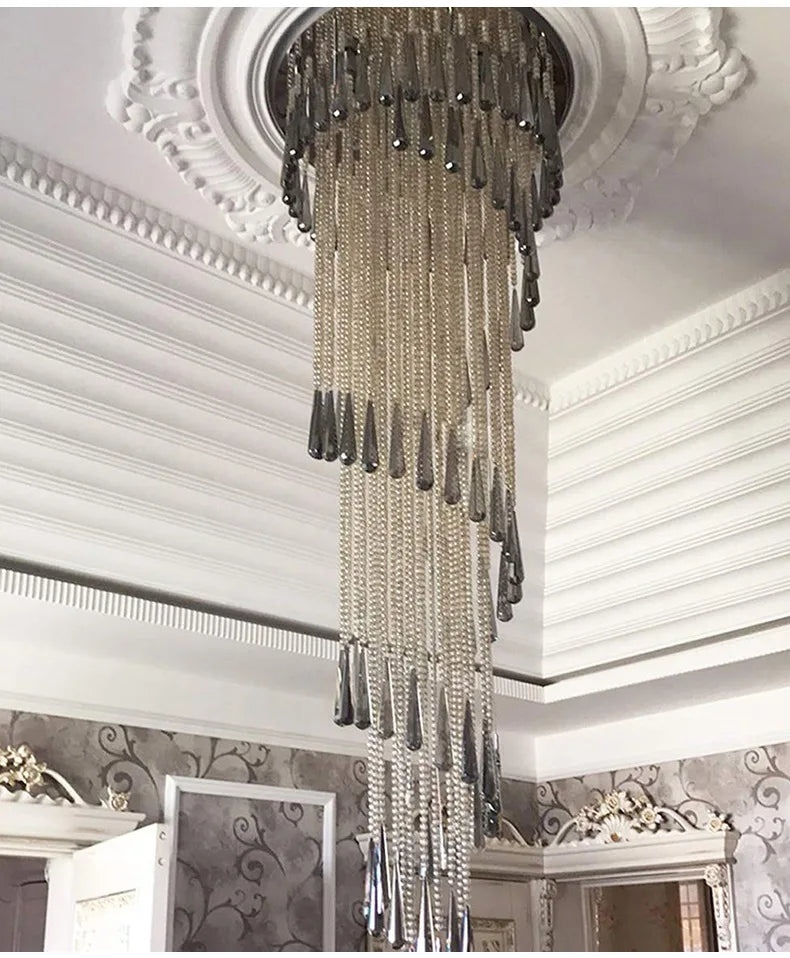 Modern Smoky Gray Crystal Chandelier