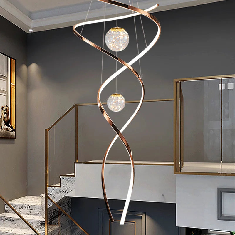 Modern Stair Chandelier Pendant Lights – LED Hanging Ceiling Lamp for Living Room & Indoor Lighting